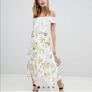 Asos Asymmetrical Floral Midi Skirt